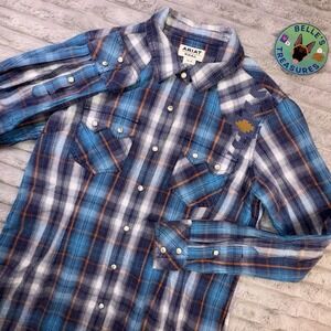 Ariat Real Medium Aztec Embroidered Sawtooth Pearl Snap Long Sleeve Shirt Plaid